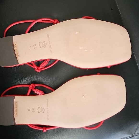 NEW Loeffler Randall Bright Red Knot-Strap Flat Sandals Size 9.5 - Picture 5 of 8